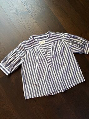 Anthropologie Blue & White Stripe Cotton Top